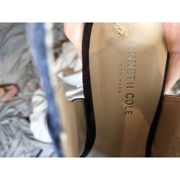 Kenneth Cole Blue Suede Wedge Shoes Open Toe Floral Embroidery Sz 8 Boho... - Picture 9 of 11